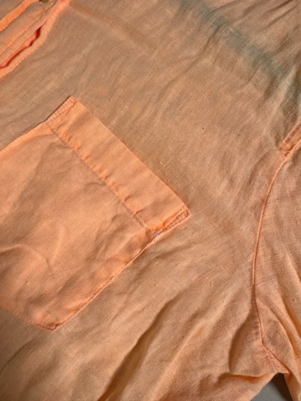 J. Crew Womens Peach Orange 100% Linen Button Up Shirt Size Small Long sleeve